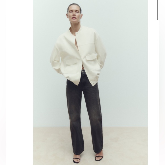 Zara LONG BOMBER JACKET WITH PATCH POCKETS Size M - Picture 1 of 7